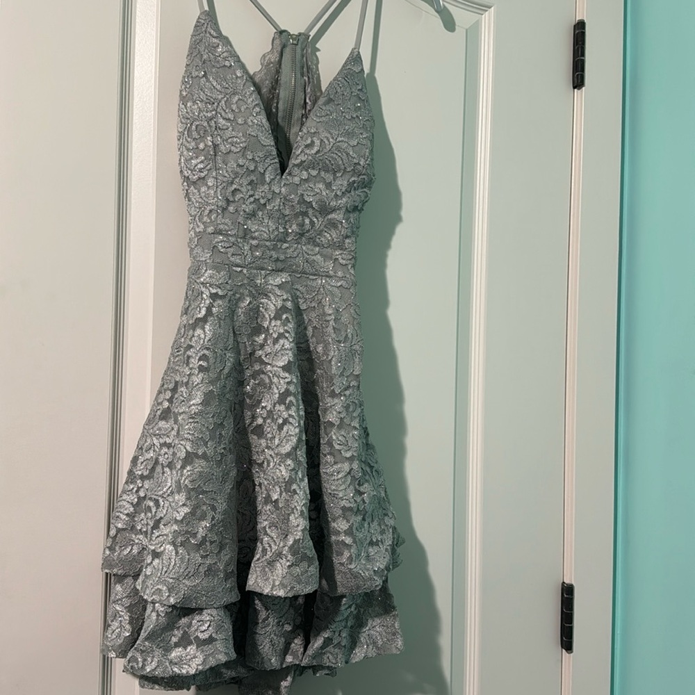 Sparkly silver mini dress